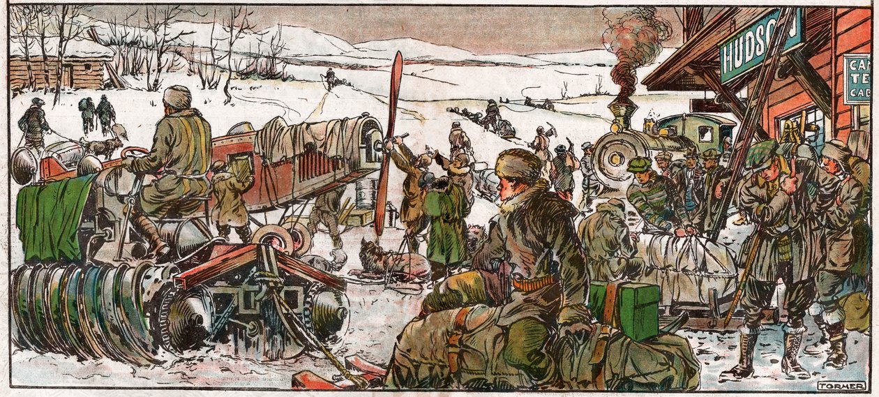 オンタリオ州の採掘現場で金を求める人々。 1926年（イラスト） 作： 。 。