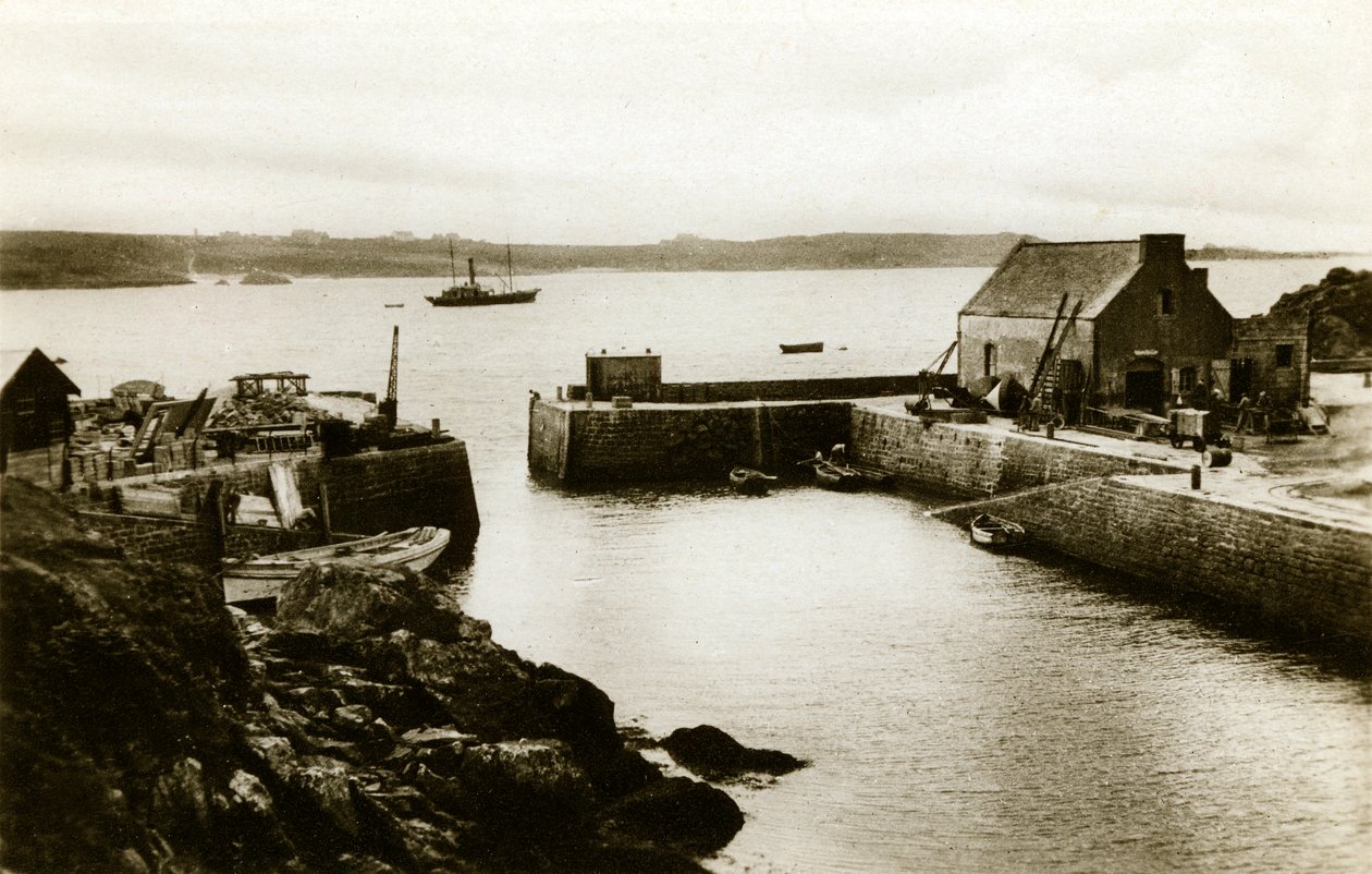 ウエサン島: 満潮時のランポール港、1900～1920年頃 (写真) 作： 。 。