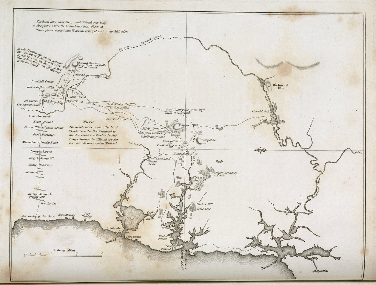 オーストラリア、シドニーとその周辺の地図、1798年頃 作： フレデリック (帰属) バーナード