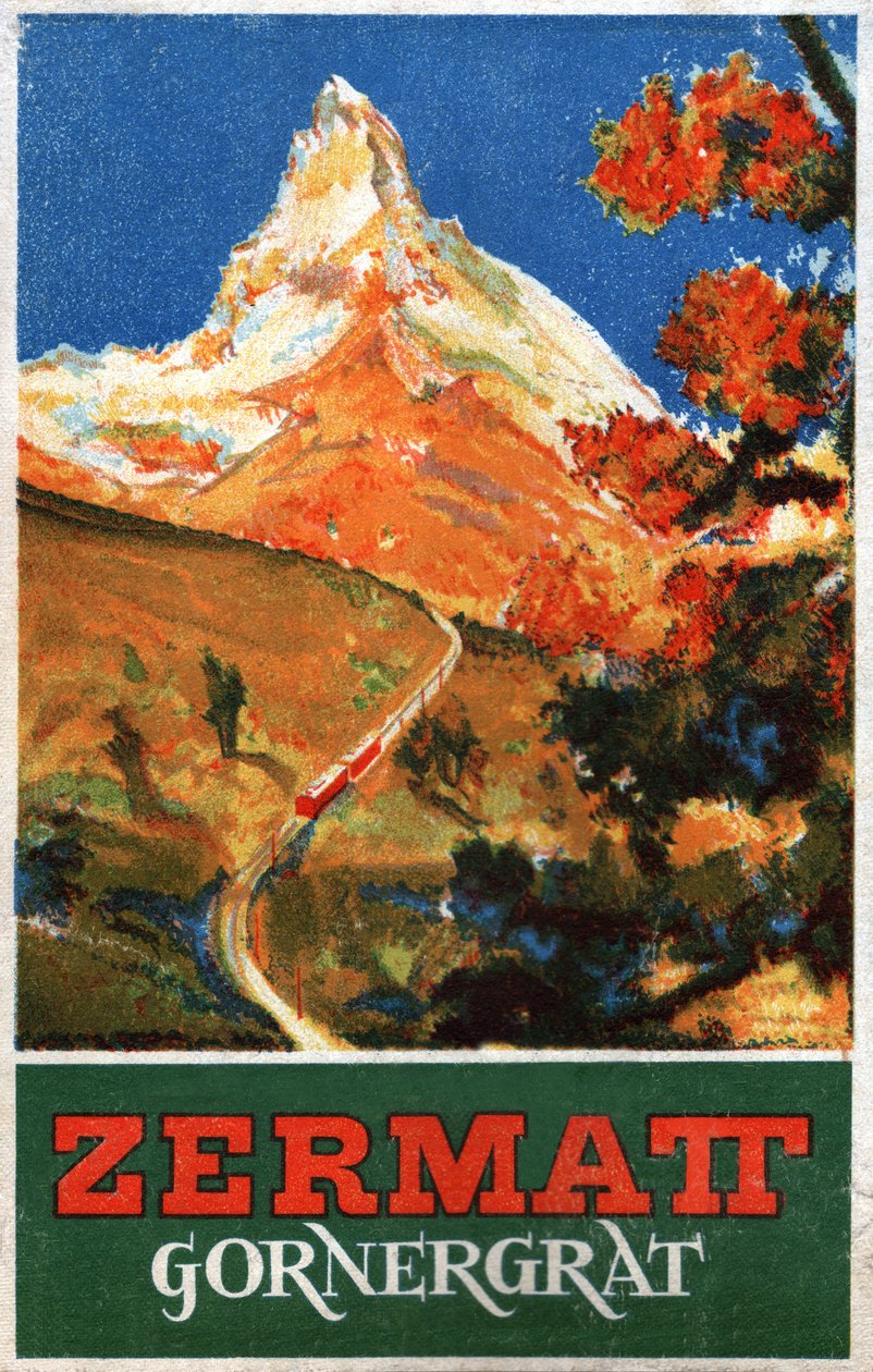 ドイツ作家　油絵　古画　【マッターホルン】ジョセフ・ クノーブラオホ マッターホルン山。 1930年頃（彫刻）