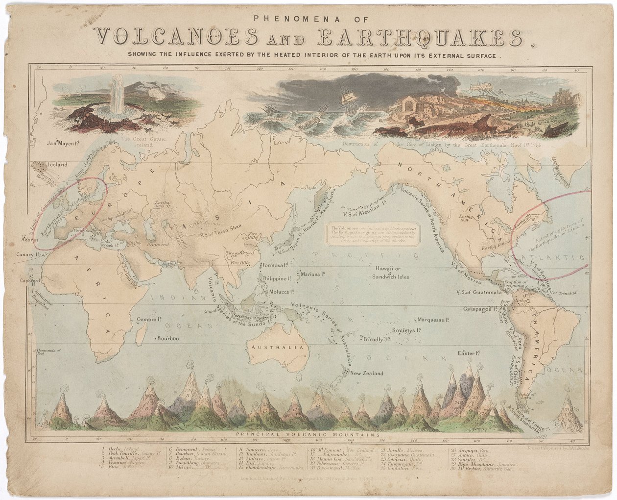 火山と地震の現象」、1852年6月3日 作： リチャード（後）パパ