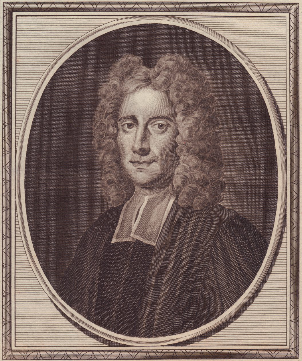イギリスの哲学者サミュエル・クラーク（1675-1729）の肖像、ギブソンの絵画からジョン・ゴールダー（1729-1795）による銅版画 作： セヴェリーニセヴェリーニ