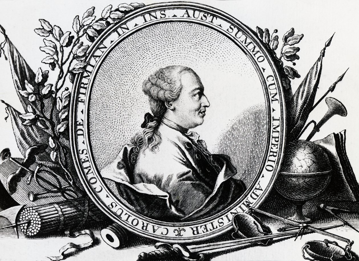 オーストリアの政治家、カール・ヨーゼフ・フォン・フィルミアン（1716-1782）の肖像、エングレービング 作： セヴェリーニセヴェリーニ
