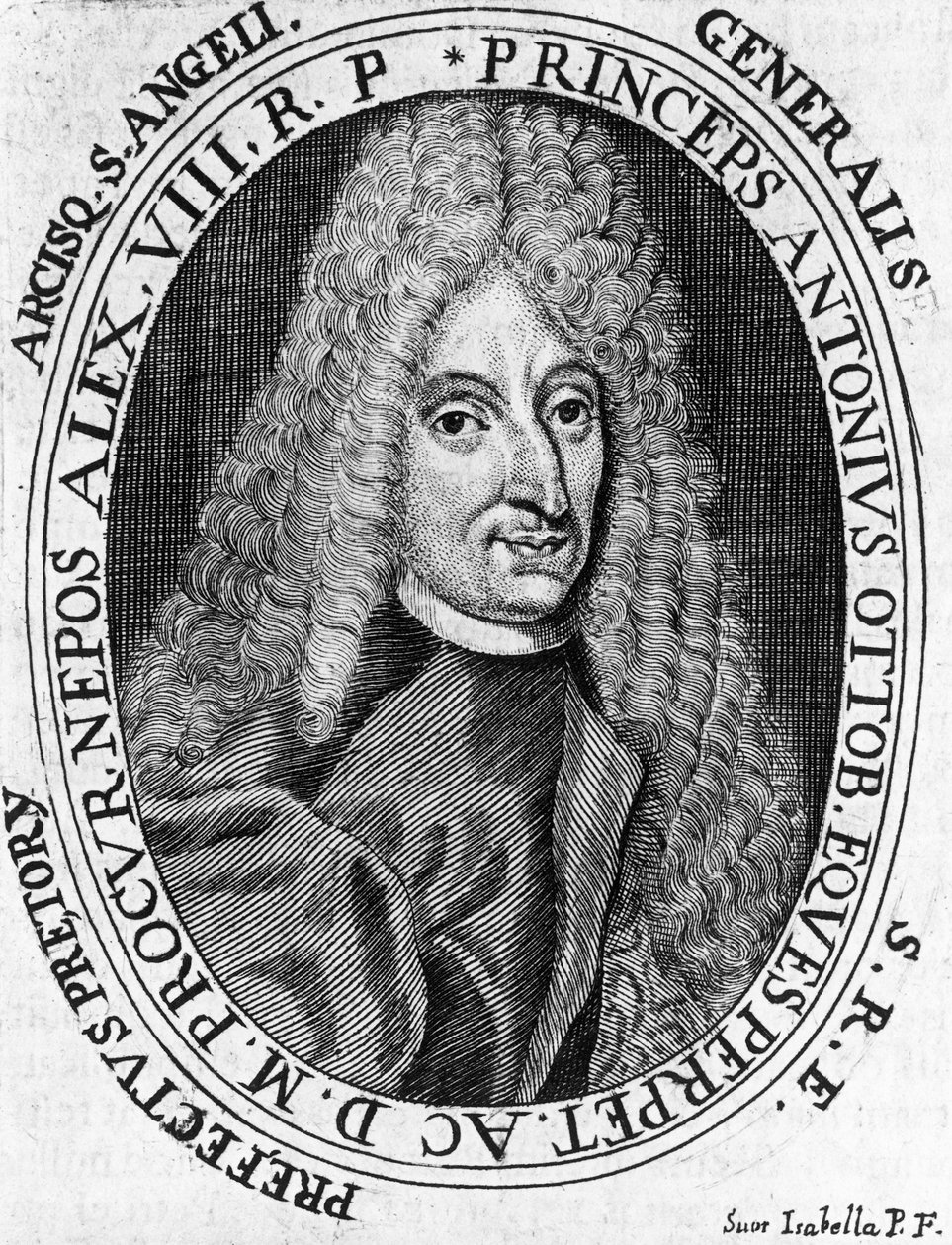 ローマ教皇庁軍の将軍、アントニオ・オットーボーニ王子（1646-1710）の肖像、エングレーヴィング 作： セヴェリーニセヴェリーニ