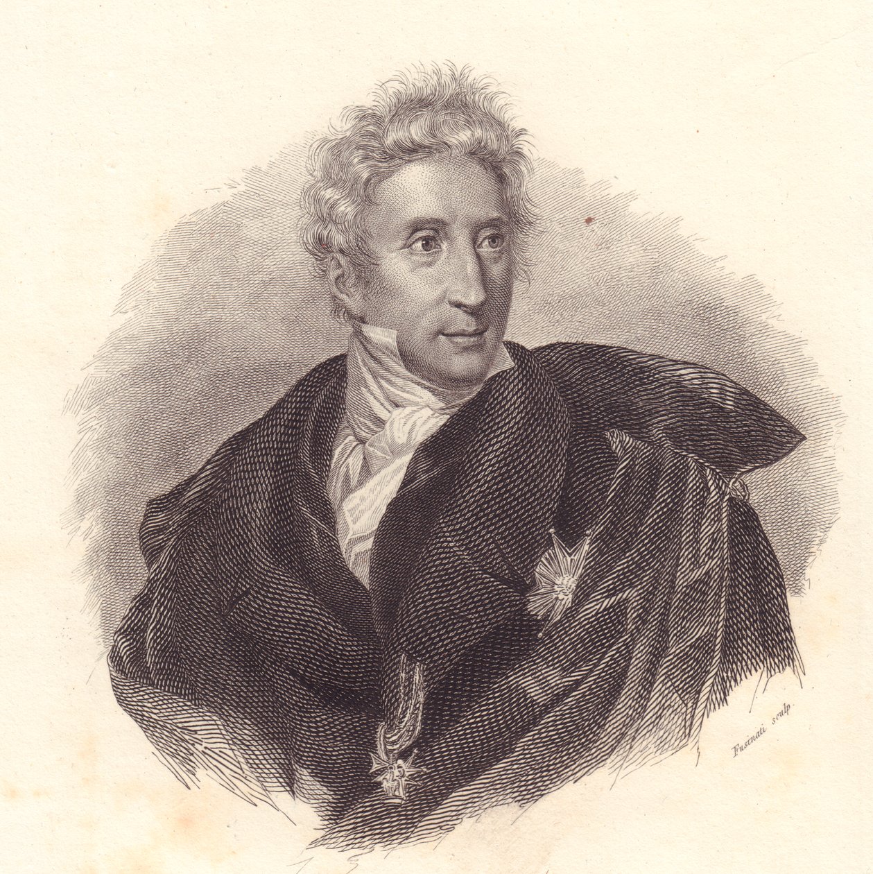 美術史家レオポルド・チコニャーラ（1767-1834）の肖像、リッパリーニの肖像からフシナティが銅版で作成 作： セヴェリーニセヴェリーニ