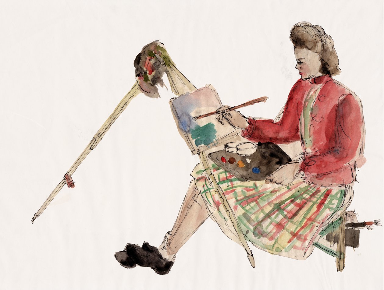 絵を描く女性、1930年頃 作： 。 。