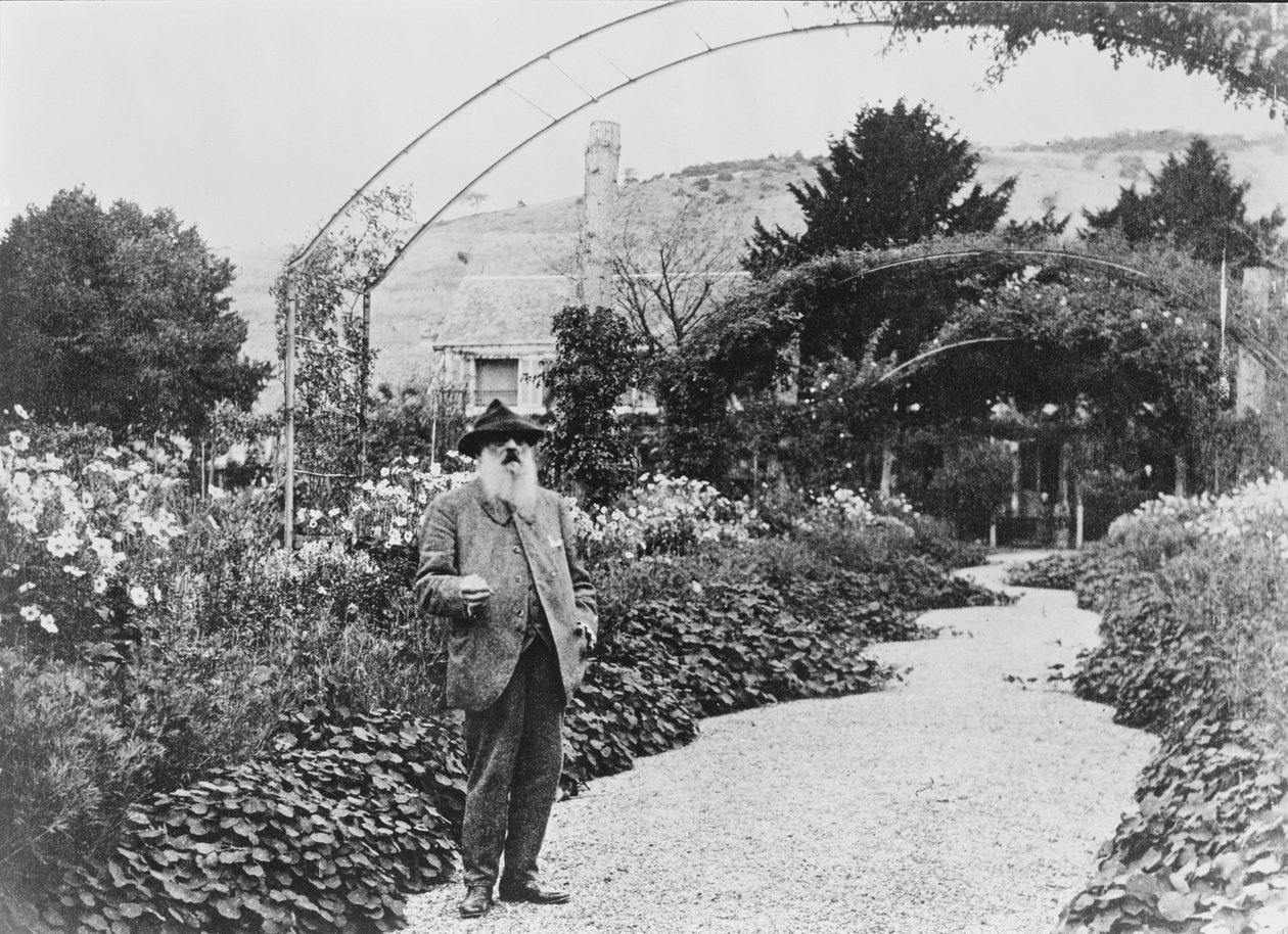 ジヴェルニーの庭にあるクロードモネ（1840〜1926年）、1925年 作： フランスの写真家