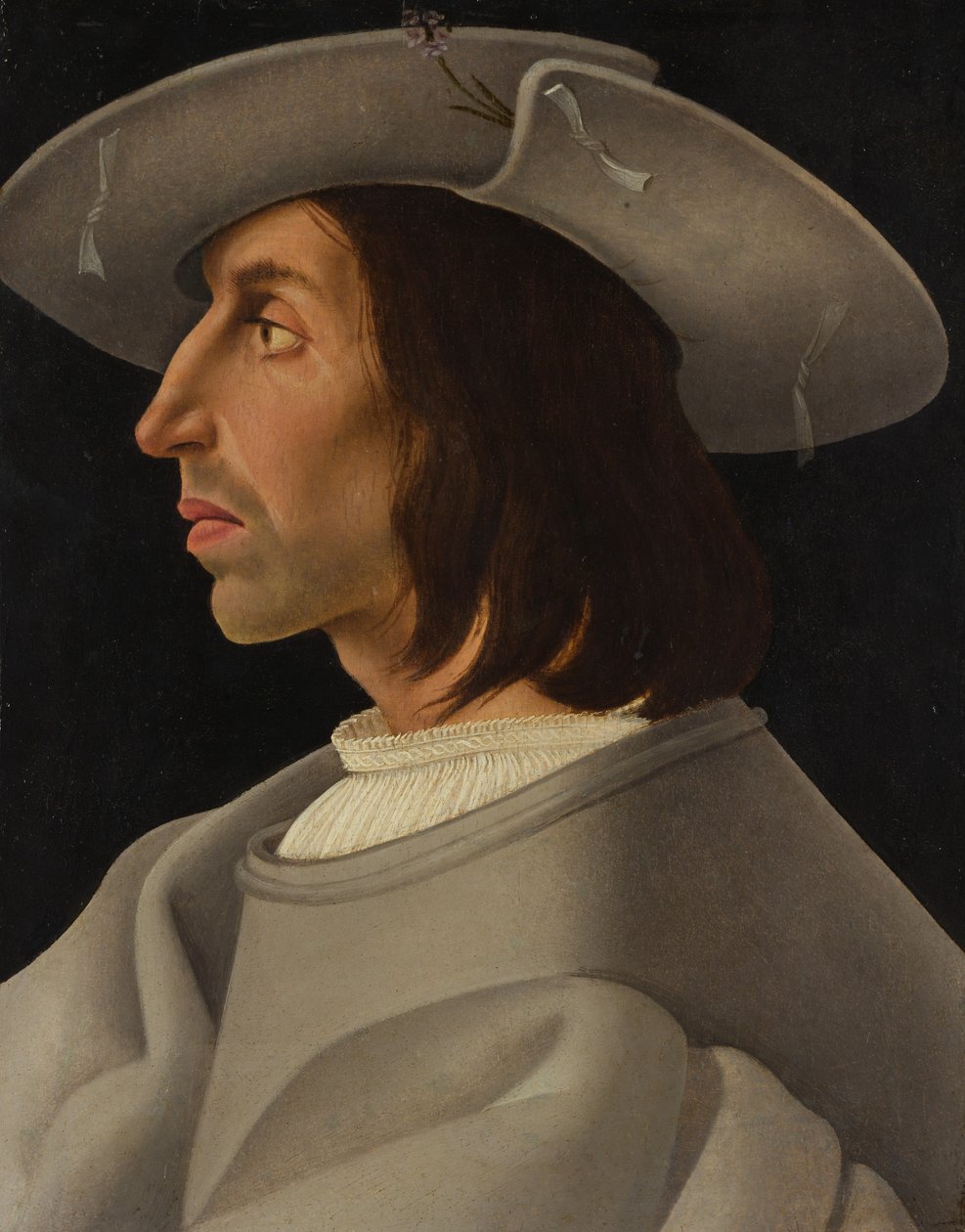 横顔の男の肖像」1525年頃 作： イタリアの画家