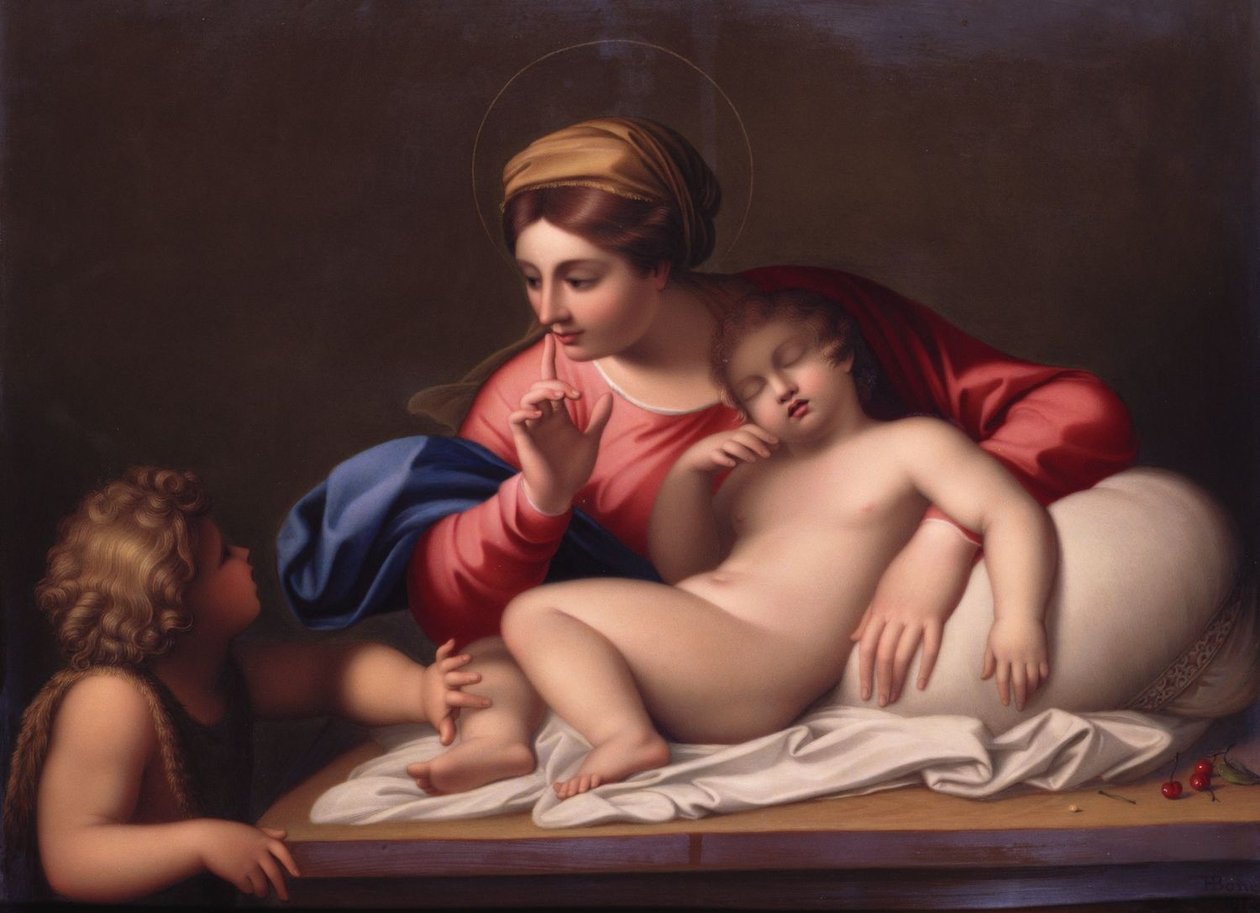 洗礼者聖ヨハネとマドンナと眠っている子供 作： Annibale Carracci