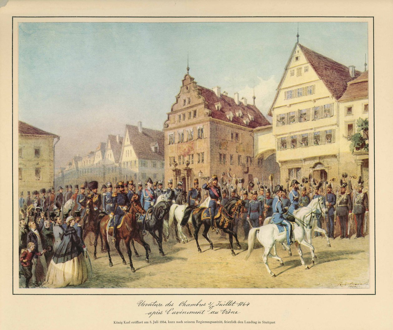 1864年7月5日に、ヴュルテンベルク州のカール王による国会の開会式-就任直後- 作： ルイ・ブラウンの後