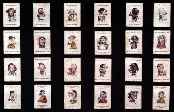 ハッピーファミリー、カードゲーム、ジョンテニエルのデザインに基づいて、c.1860（手塗りのlitho） 作： ジョン・テニエルの後