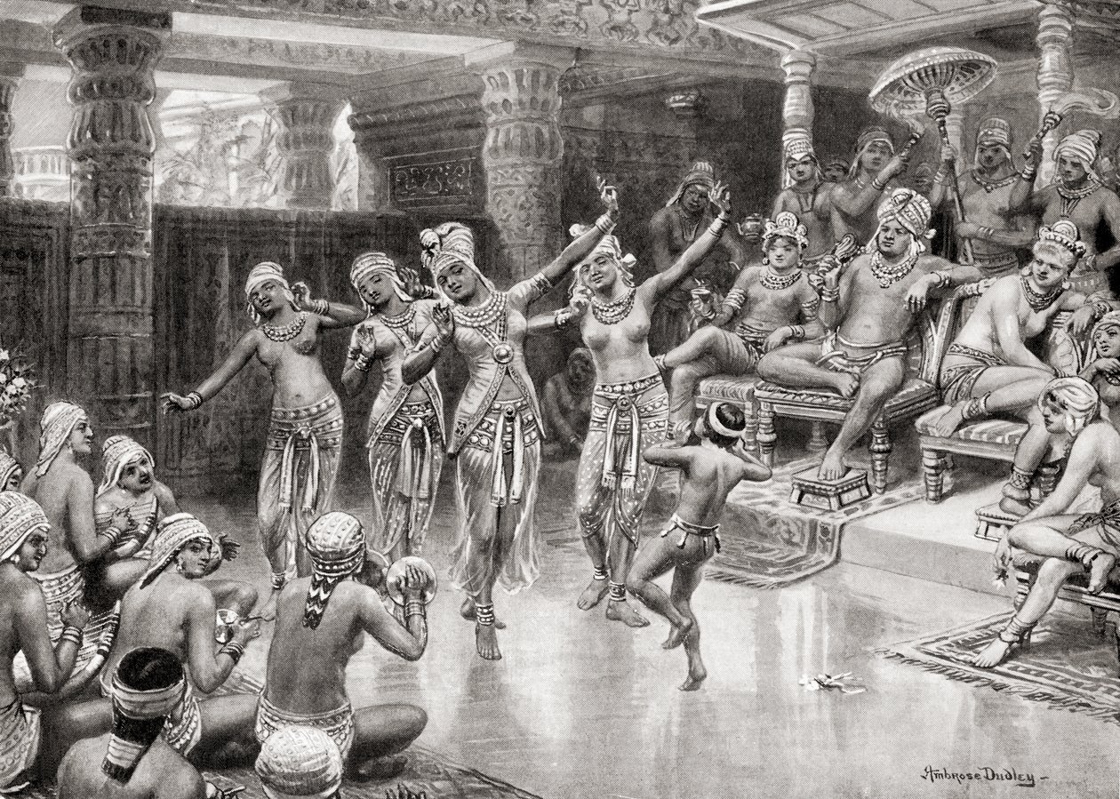 19世紀のアーティストによる、ハチソンヒストリーオブザネイションズ、パブ1915年のナハパナでの勝利を祝うガウタミプトラサタカラニの印象 作： ロバート・ダドリーの後