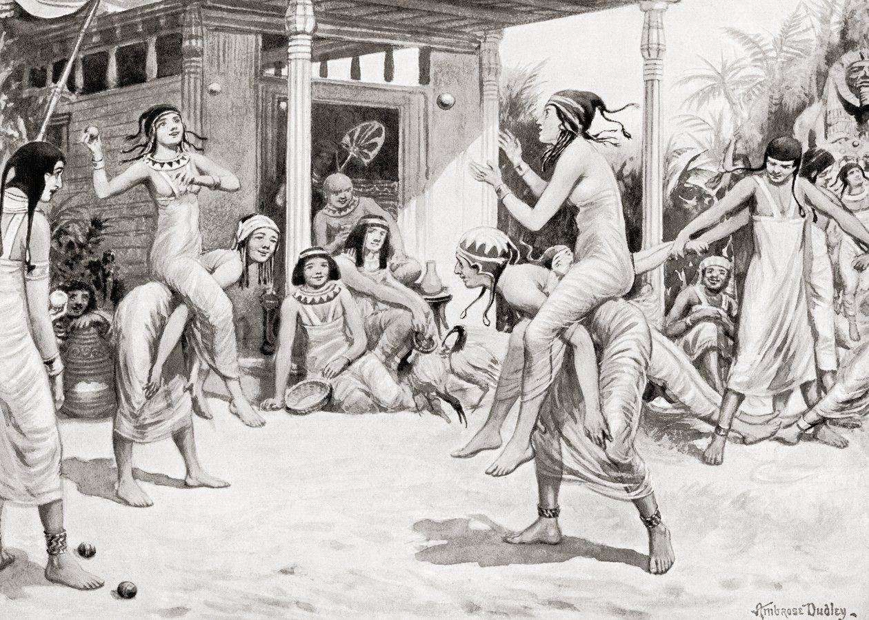 古代エジプトで踊りの形でボールを弾く少女、ハチソン国の歴史