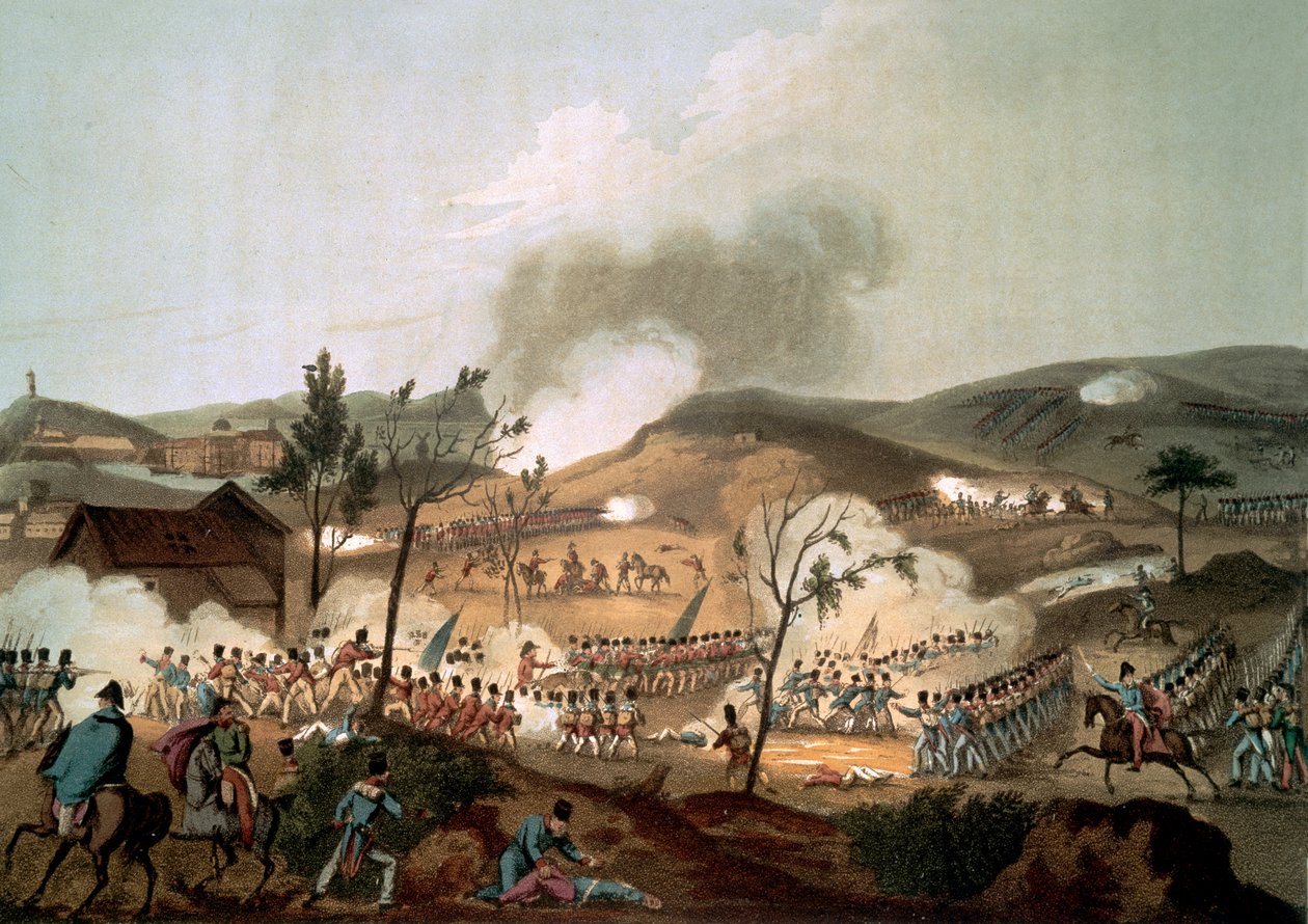 コルナの戦い、1809年1月17日（色付きのアクアチント） 作： ウィリアム・ヒースの後