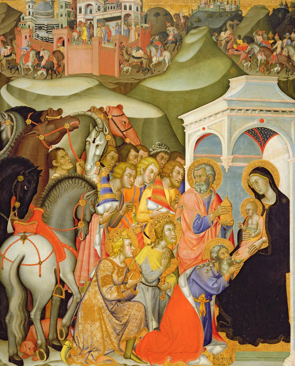 賢者の崇拝、1380年頃 作： So Manfredi de Battilori Bartolo di Fredi