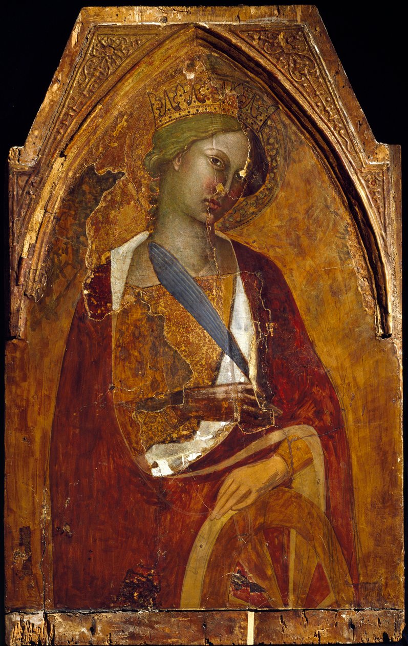 アレクサンドリアの聖カタリナ バルトロ・ディ・フレディ（1330頃～1410頃）の絵画 1390年 薄暗い 83x52.5cm アッシジ、聖フランチェスコ聖堂の宝物館。Perkinsコレクション 作： So Manfredi de Battilori Bartolo di Fredi