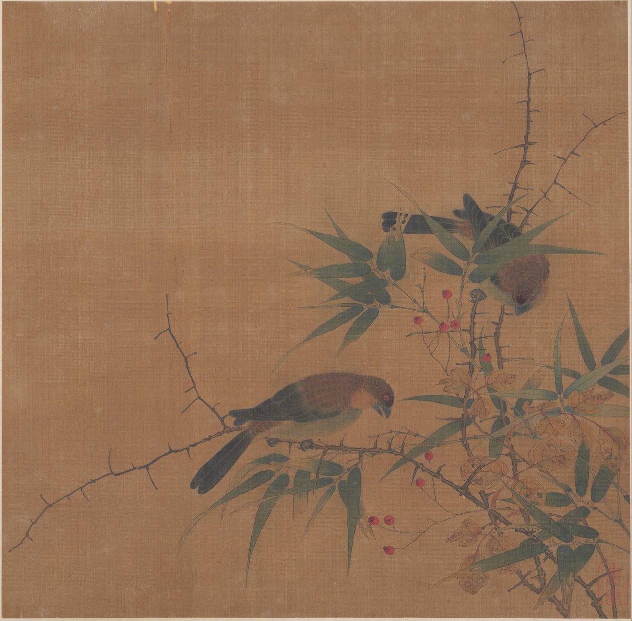 実と鳥の竹の枝 作： 匿名