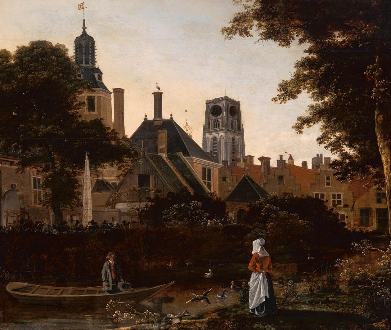 オランダ語：Stadsgezicht te Rotterdam met de Sint Laurenstoren 聖ローレンスケルクの塔があるロッテルダムの眺め。 作： 匿名