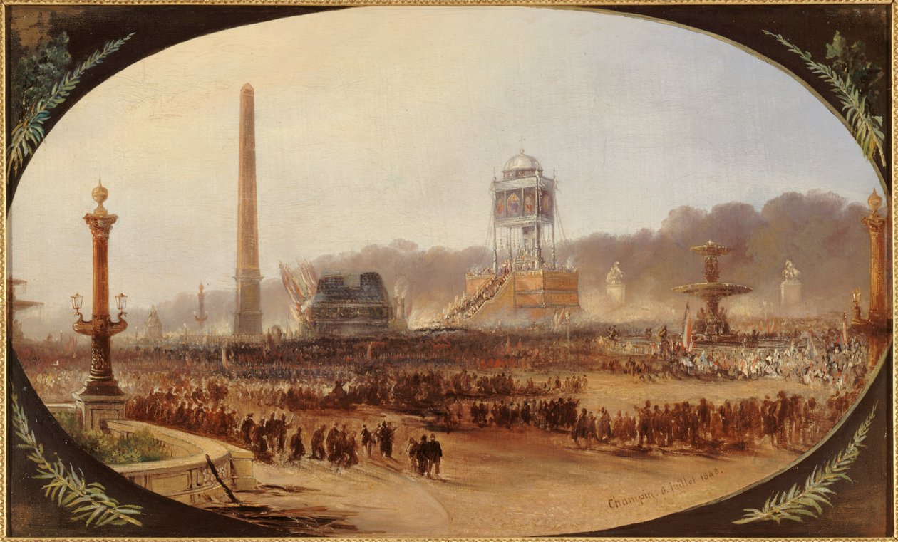 フランス語：1848年7月6日、コンコルド広場での1848年7月6日の戦勝者追悼式典 作： 匿名