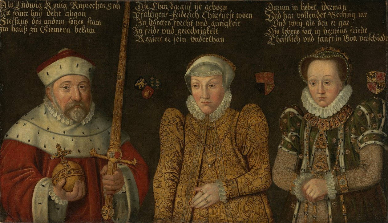ドイツ語：プファルツ選帝侯フリードリヒ3世（1515-1576）と妻のマリア・フォン・ブランデンブルク・クルンバッハ、アマリア・フォン・ノイエナーの肖像画 作： 匿名