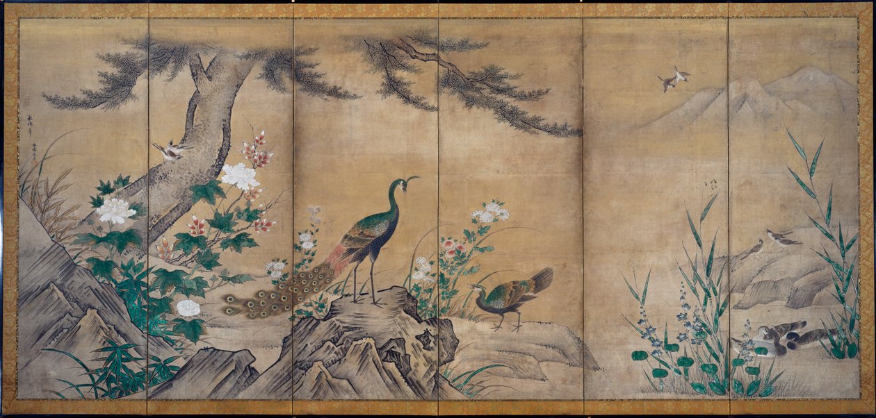 鳥と花 作： 狩野光信による