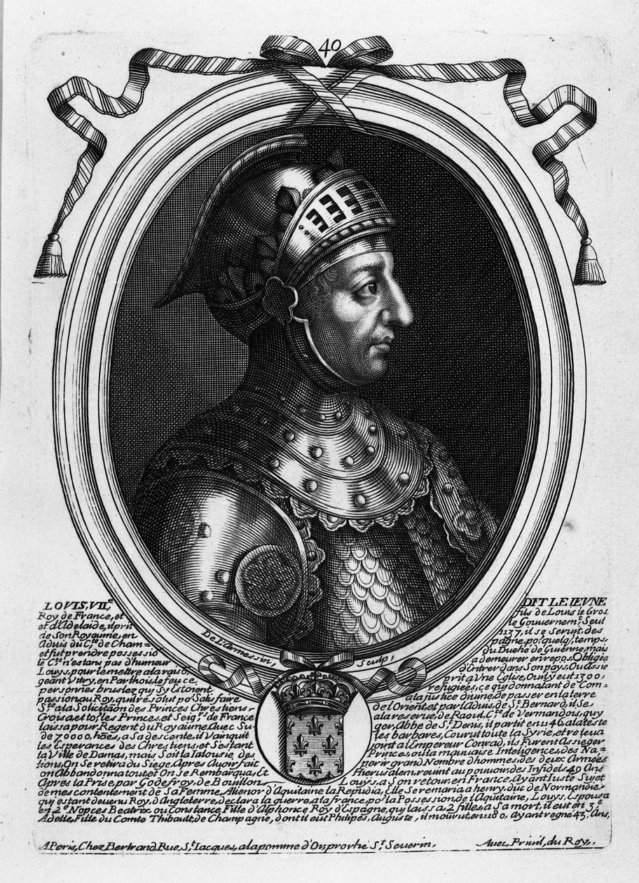フランス王ルイ7世（c.1120-80）「ファラモンドからルイ14世までのすべてのフランス王のオーギュスト表現」、パリ、1679 作： ニコラスIIデラルメシン