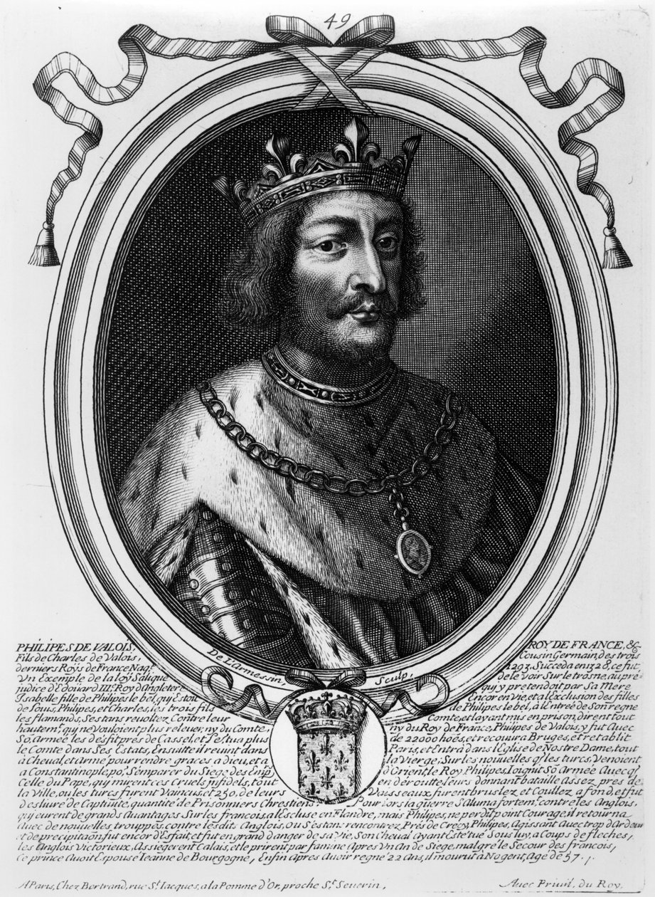 ヴァロワのフィリップ6世（1293-1350）フランス王、「ファラモンドからルイ14世までのすべてのフランス王のオーギュスト表現」、パリ、1679 作： ニコラスIIデラルメシン