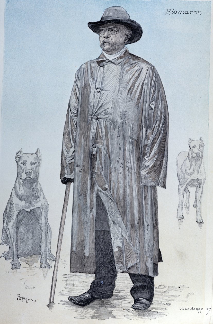 ビスマルク首相と彼の犬、1887年10月、フロリアンによって彫刻されたラレヴューイラストラストのカバーイラスト 作： デラバレ