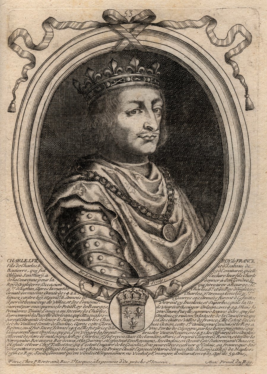 フランス王シャルル7世（1403-1461）の肖像 - CHARLES VII (1403-1461) King of France 作： de Larmessin
