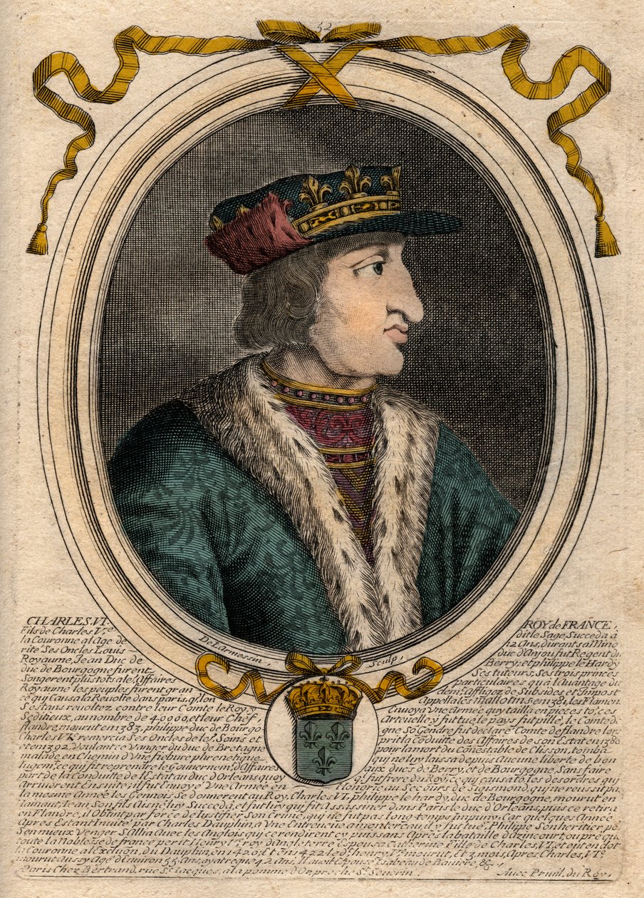 フランス王シャルル6世（1368-1422）の肖像 - CHARLES VI (1368-1422) King of France 作： de Larmessin