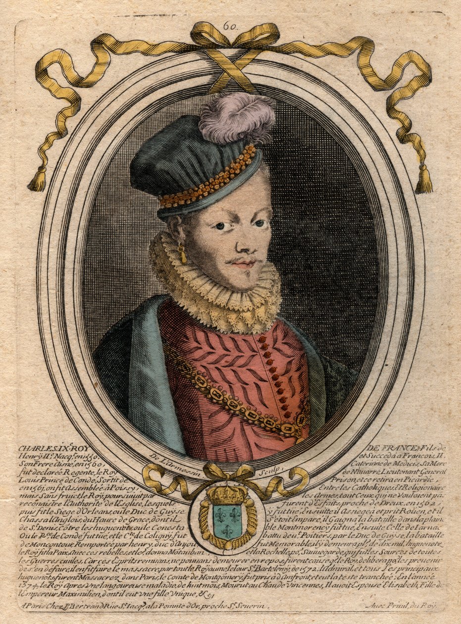 フランス王ルイ12世（1462-1515）の肖像 - フランス王ルイ12世（1462-1515）の肖像 - パリの「Les Augustes Representations de tous les Kings de France from Pharamond to LouisXIV」のエングレーヴィング。 作： de Larmessin