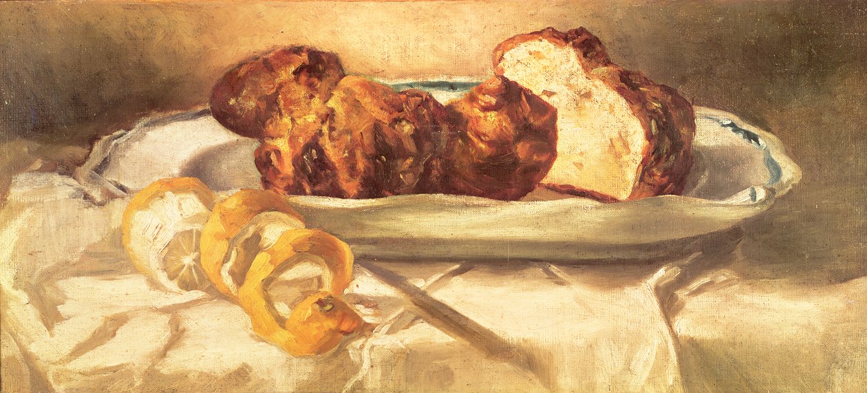 ブリオッシュとレモンのある静物、1873 作： エドゥアールマネ