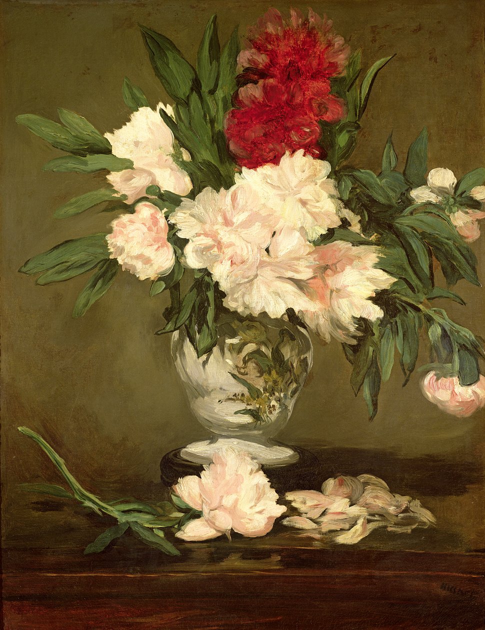 小さな台座上の牡丹の花瓶、1864 作： エドゥアールマネ