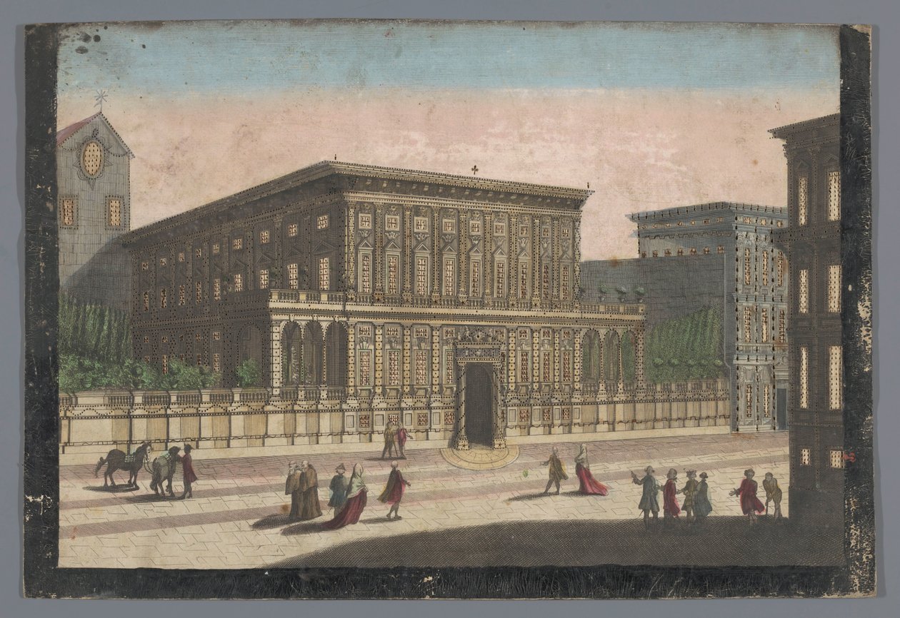 Gezicht op het Palazzo Doria-Tursi te Genua ストラーダ ヌオーヴァのドゥカ ドリア宮殿の眺め 作： 家族レモンディーニ（に起因）