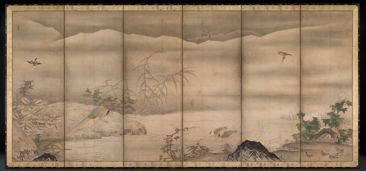 四季折々の風景の中の鳥と花 作： 雪舟の信者