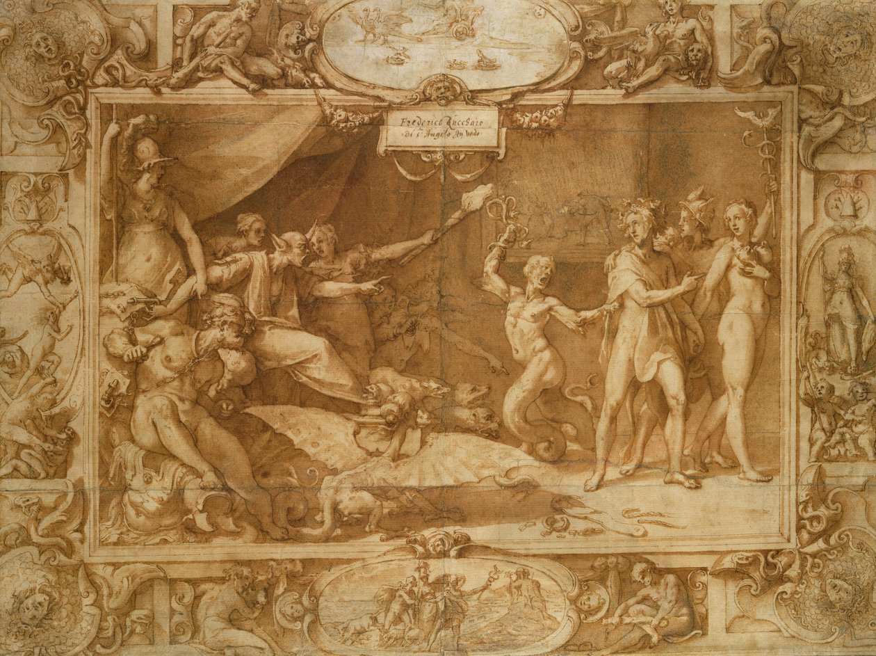 Calpelly of Apelles、1572（ペンと茶色のインクと紙の上でのウォッシュ） 作： フェデリコズッカリまたはズッカロ