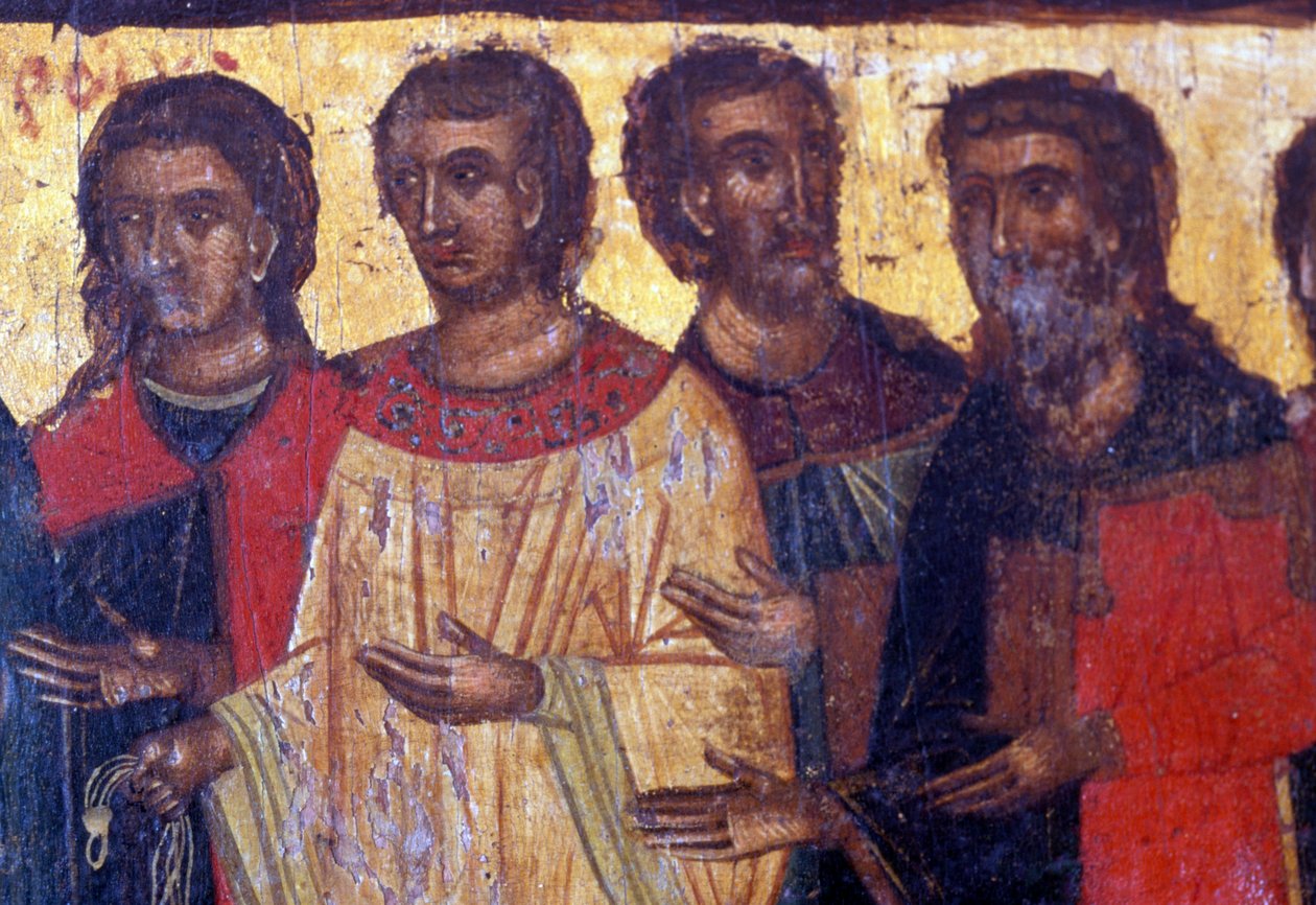 ギリシャ、クレタ島パレア・ルーマタ教会のビザンチン様式の木製パネルに描かれた男性像（写真 作： またはマグノチェーザレマグニ