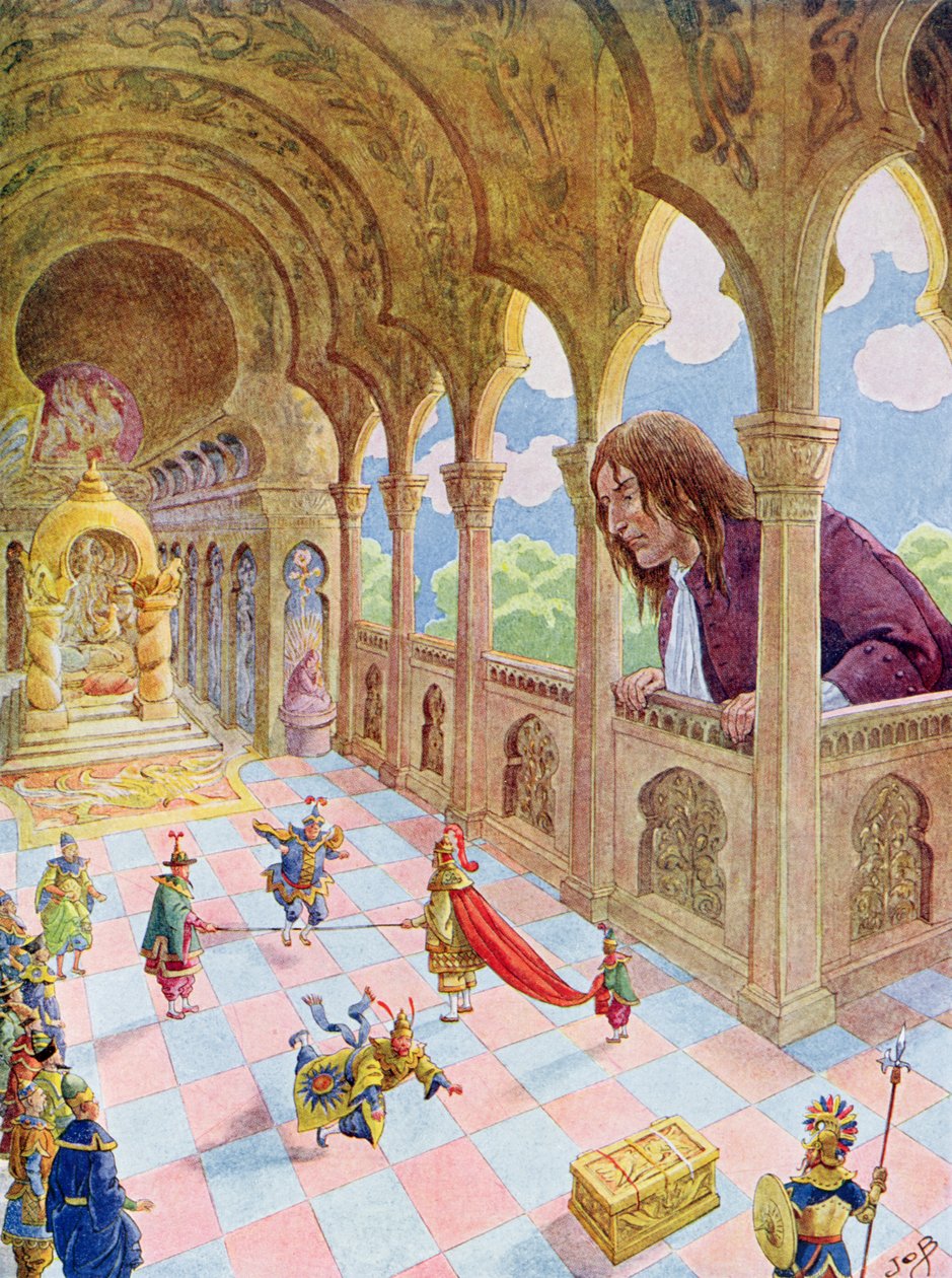 リリパットのガリバー、「ガリバー旅行記」のフランス語版のイラスト、1900年頃 作： Jacques Marie Gaston Onfray de Breville（仕事）