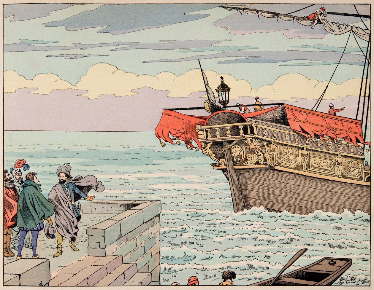 Jacques Marie Gaston Onfray de Breville dit JOB (1858-1931)が描いた「Le bon roy Henri」の挿絵：アンリ4世がイギリスへの逃亡を勧められたのを断ったもの - 個人蔵 作： Onfray de Breville JacquesJobの仮名