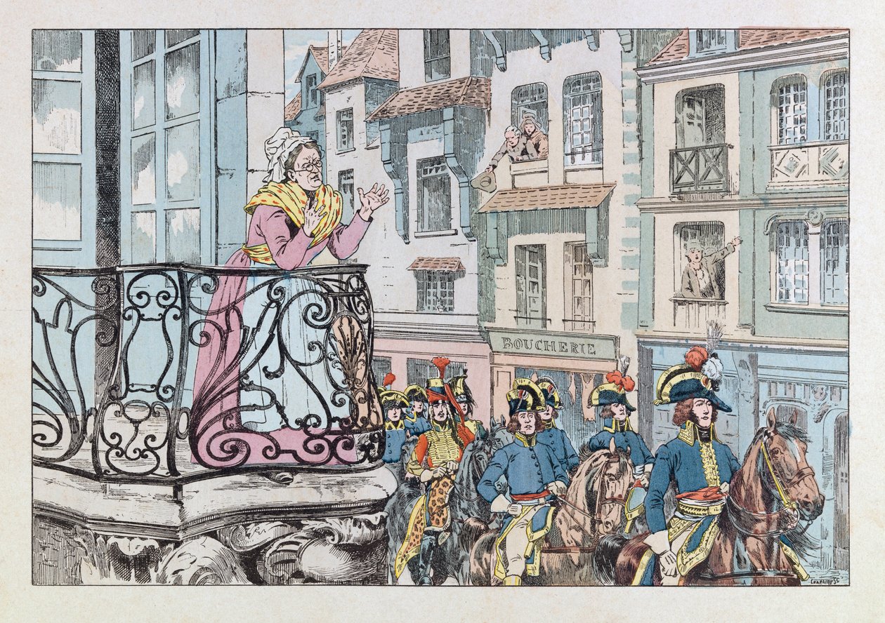 Jacques Marie Gaston Onfray de Breville dit JOB (1858 - 1931); イラストは書籍「Les epees de France」より。ルイ・ラザール・オッシュ将軍（1768-1797）が軍隊の先頭に立っている姿；Coll, Part 作： Onfray de Breville JacquesJobの仮名