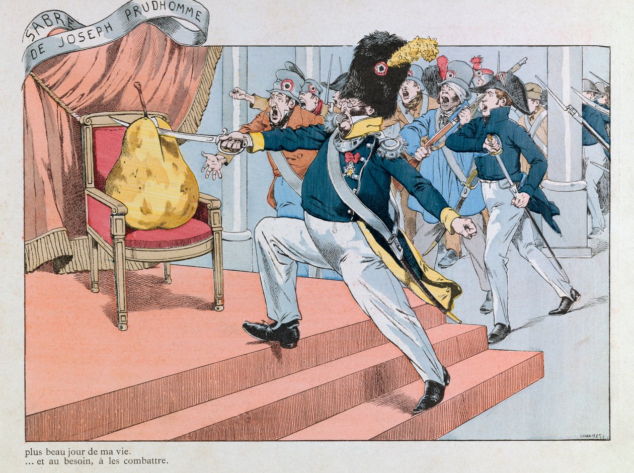 Jacques Marie Gaston Onfray de Breville dit JOB (1858 - 1931); イラストは書籍「Les epees de France」から引用。Louis philippe chasse du trone (Joseph Prudhomme