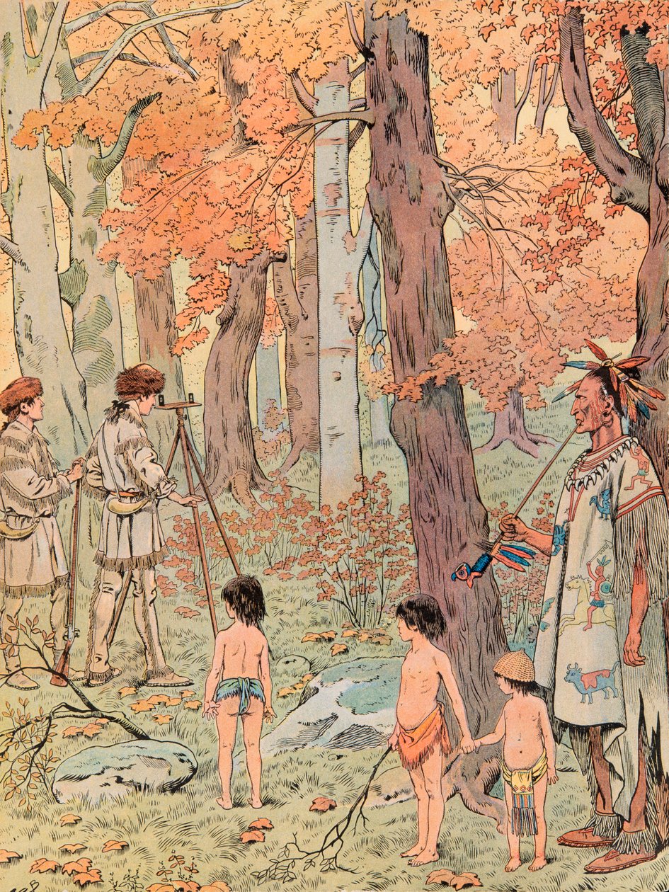 Jacques Marie Gaston Onfroy de Breville dit JOB (1858-1931) - ジョージ・ワシントンは16歳で測量士となり、ブルーリッジ山脈の西側の土地の地図を作成した, Private Collection 作： Onfray de Breville JacquesJobの仮名