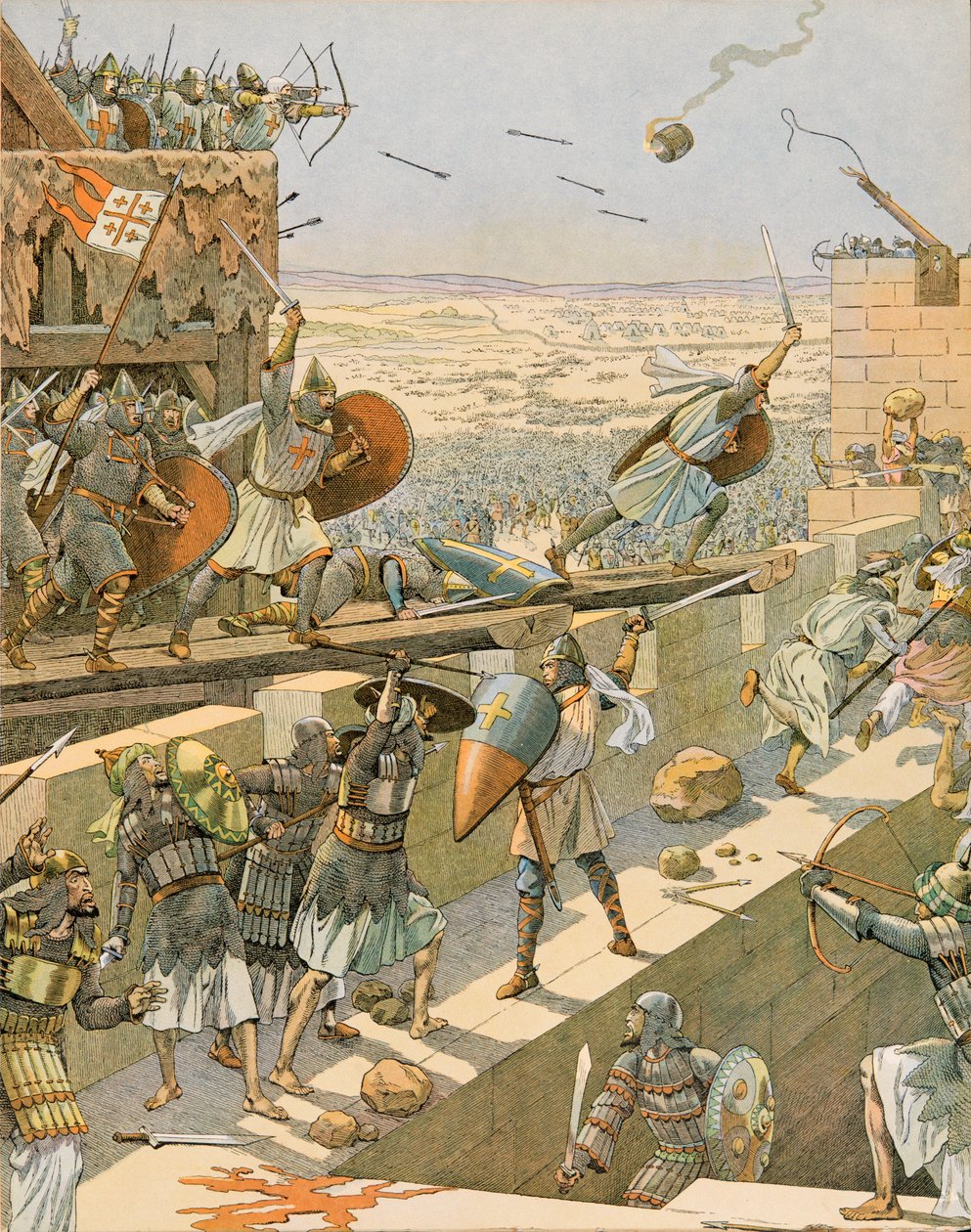 Jacques Marie Gaston Onfroy de Breville dit JOB (1858-1931) - ベルギーの歴史。Englebert and Lietaud de Tournai, Tournaisian croises, stormed the first in Jerusalem in 1099, Private Collection 作： Onfray de Breville JacquesJobの仮名