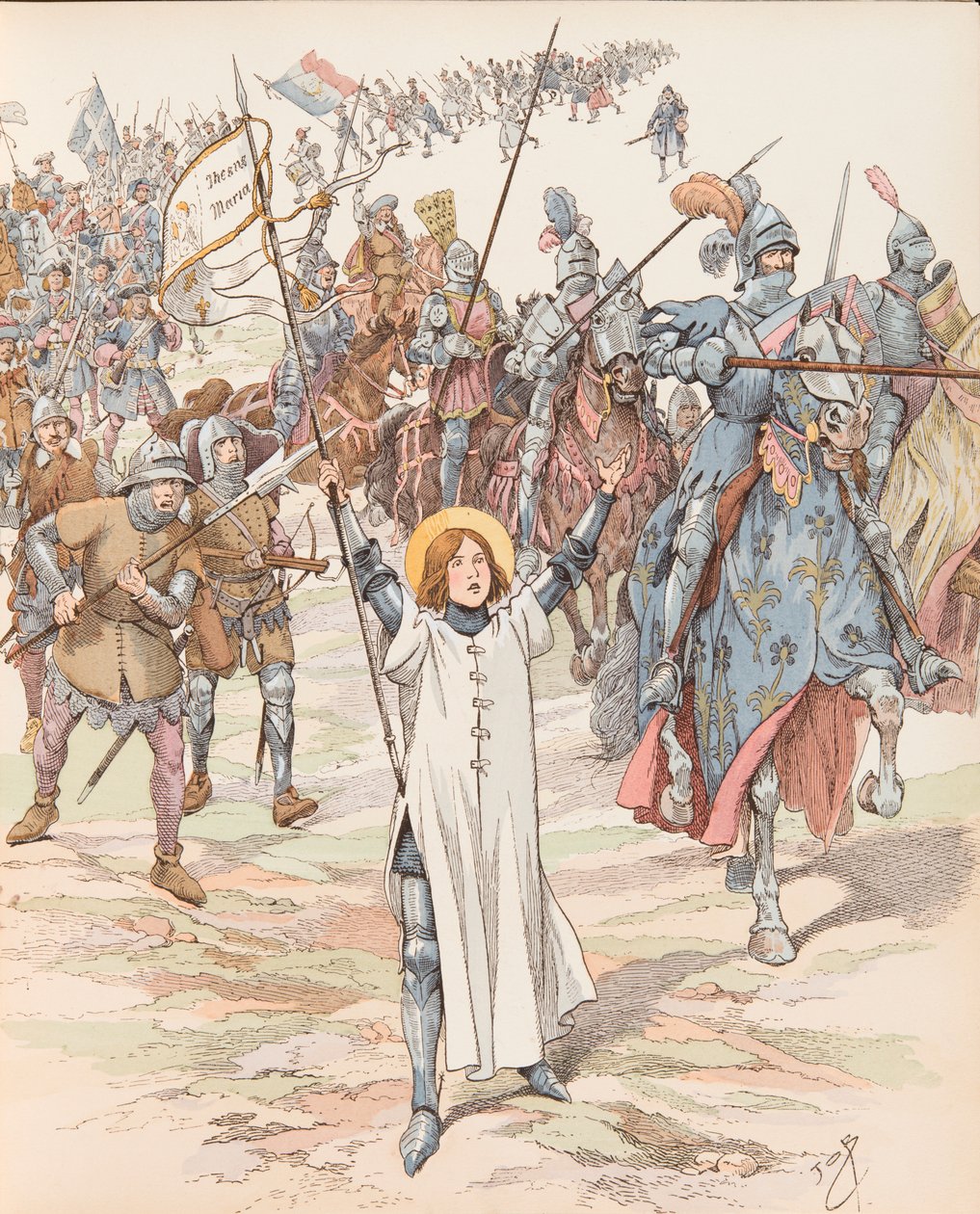 Jacques Marie Gaston Onfroy de Breville dit JOB (1858-1931) - Joan of Arc (1412-1431) at her head of her army, Private Collection 作： Onfray de Breville JacquesJobの仮名