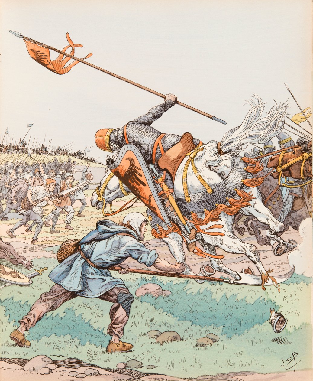 Jacques Marie Gaston Onfroy de Breville dit JOB (1858-1931) - Le reaper de Bouvines (1214年のブービンズの戦いに参加した農民), コレクション・プライヴェート 作： Onfray de Breville JacquesJobの仮名