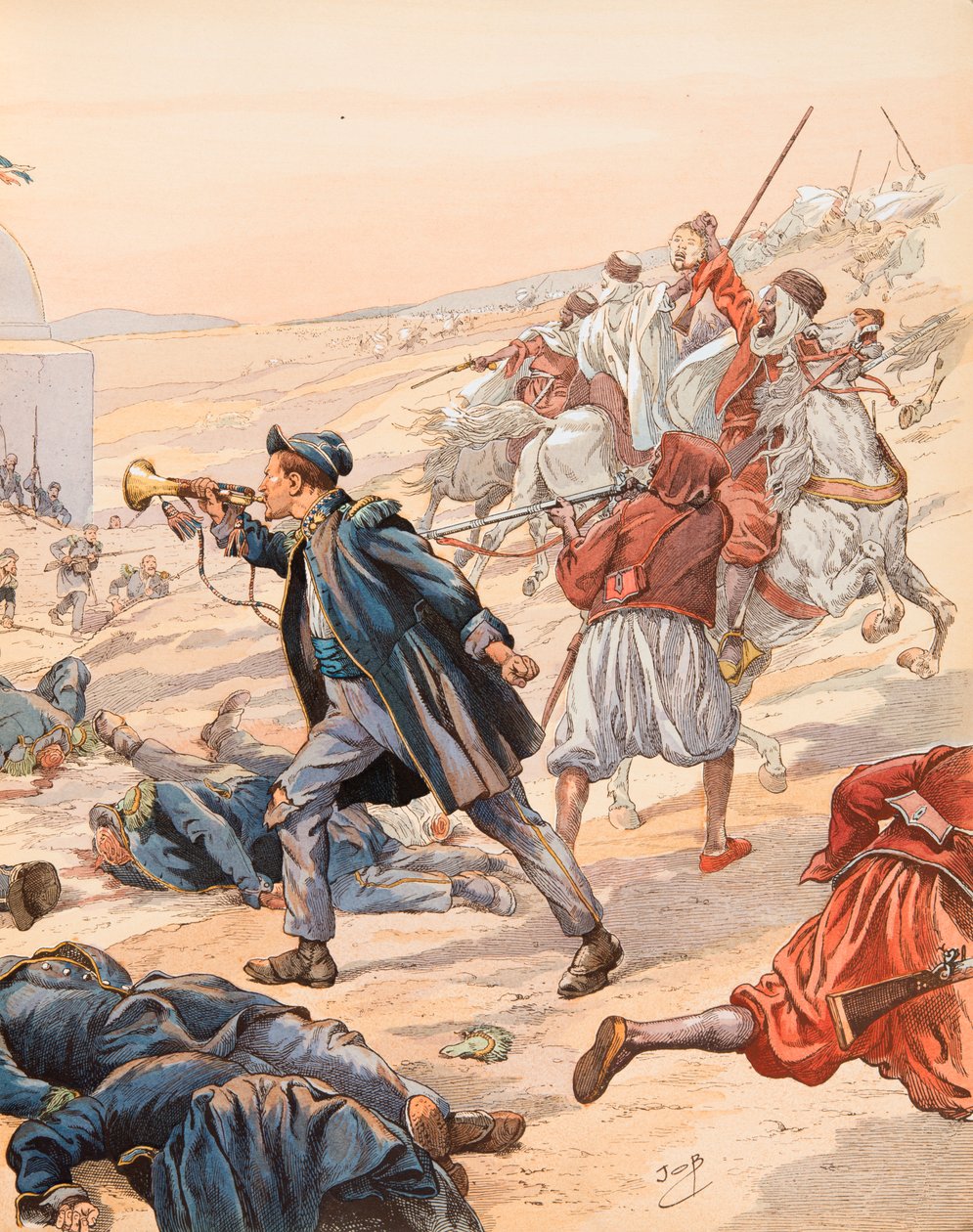 Jacques Marie Gaston Onfroy de Breville dit JOB (1858-1931) - The bugle of Sidi Brahim (1842年にアブド・エル・カーダーに対抗して軍隊を起こすためにギヨーム・ロラン（1821-1916）が鳴らしたラッパ), Private Collection 作： Onfray de Breville JacquesJobの仮名
