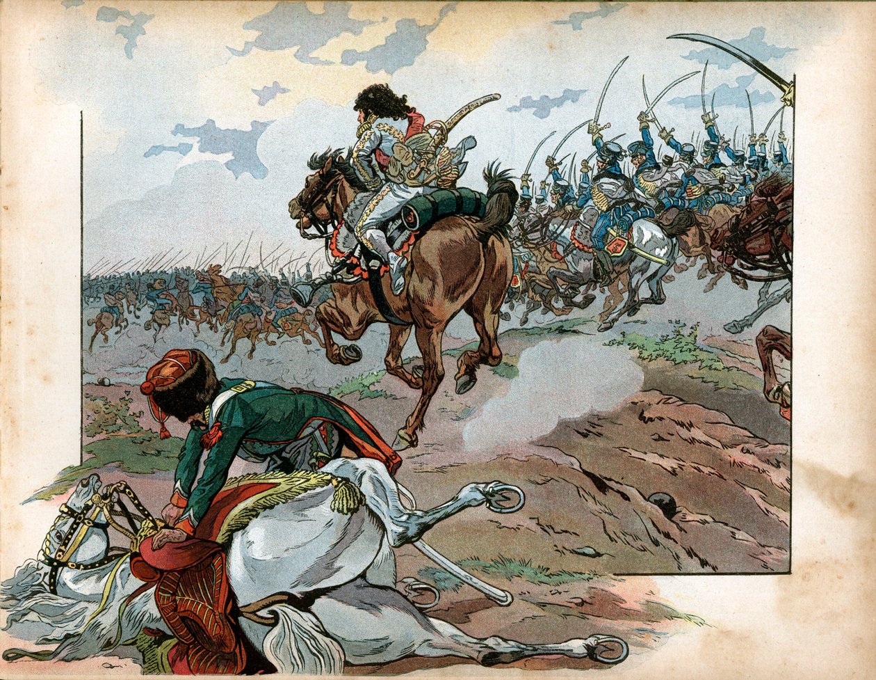 6月10日のハイルズベルグの戦いで部下と一緒に突撃するJoachim Murat (1767-1815) 作： Onfray de Breville JacquesJobの仮名