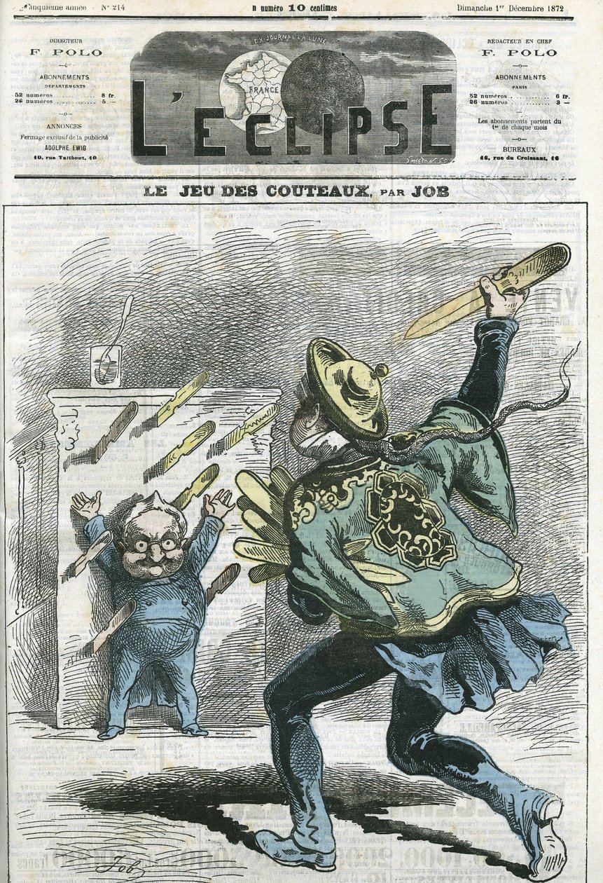 Le jeux des knives, Adolphe Thiers (1797-1877), フランスの歴史家・政治家。12月1日付ジョブ社「L