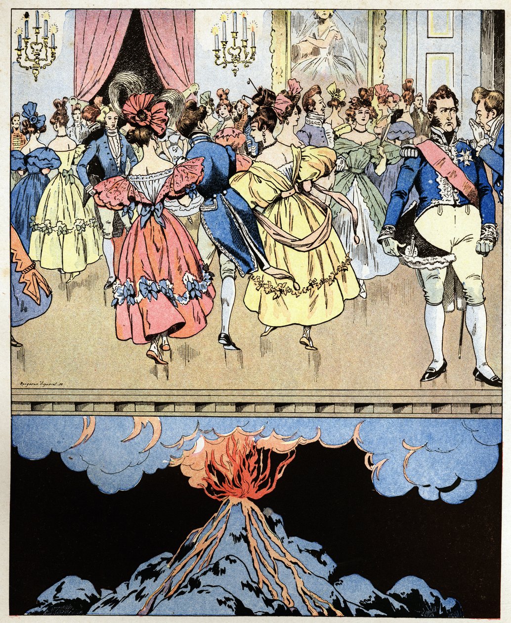 我々は火山の上で踊る。ナルシス・アシール・ド・サルヴァンディ伯爵（1795-1856）の言葉 オルレアン公ルイ・フィリップ1世への3つの栄光の革命を予言したもの（ルイ・フィリップ 作： Onfray de Breville JacquesJobの仮名