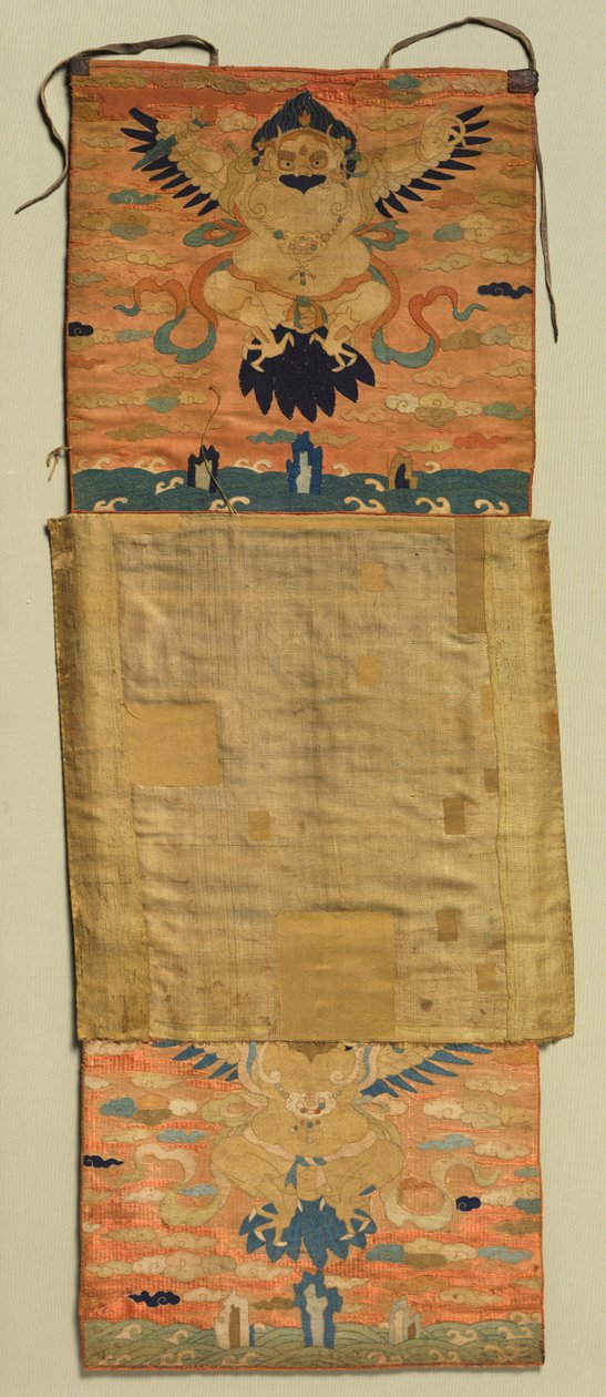 ヴァジュラパーニ 刺繍マウント ガルーダ付き 絵画 1600年代 刺繍 1300年代 作： 10番目のブラックハットカルマパChöyingDorjé